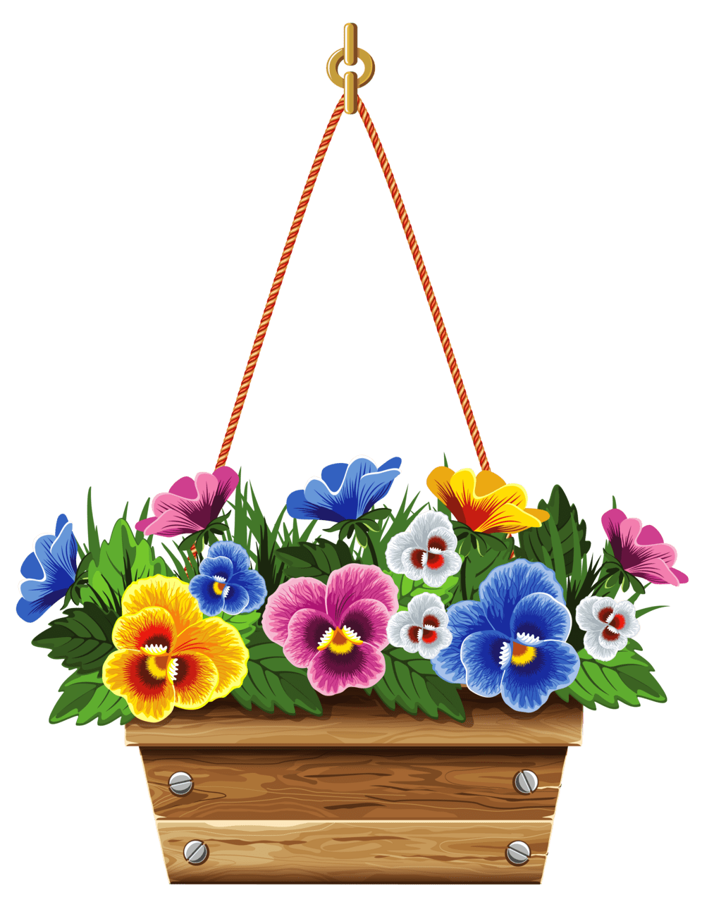 Floral hanging box with violets clipart picture