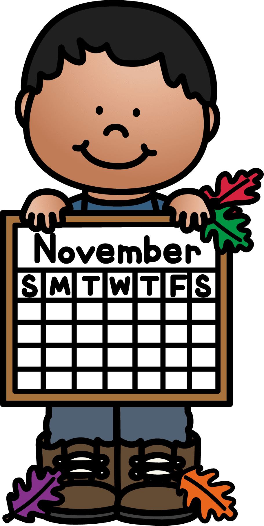 November school calendar clipart vector