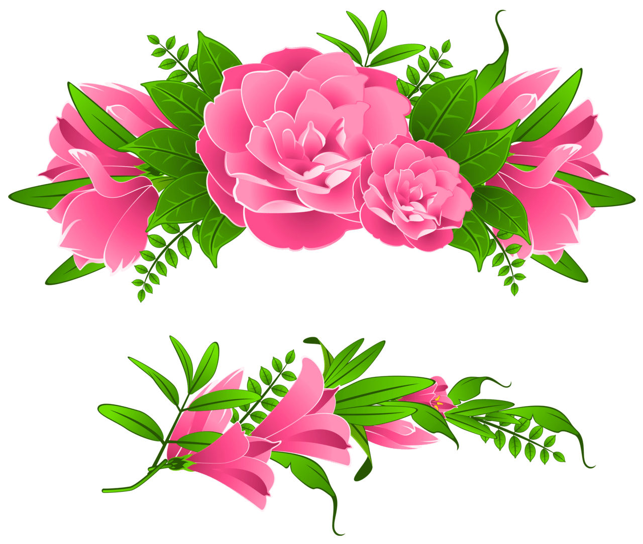 Floral pink flowers decorative element clipart picture