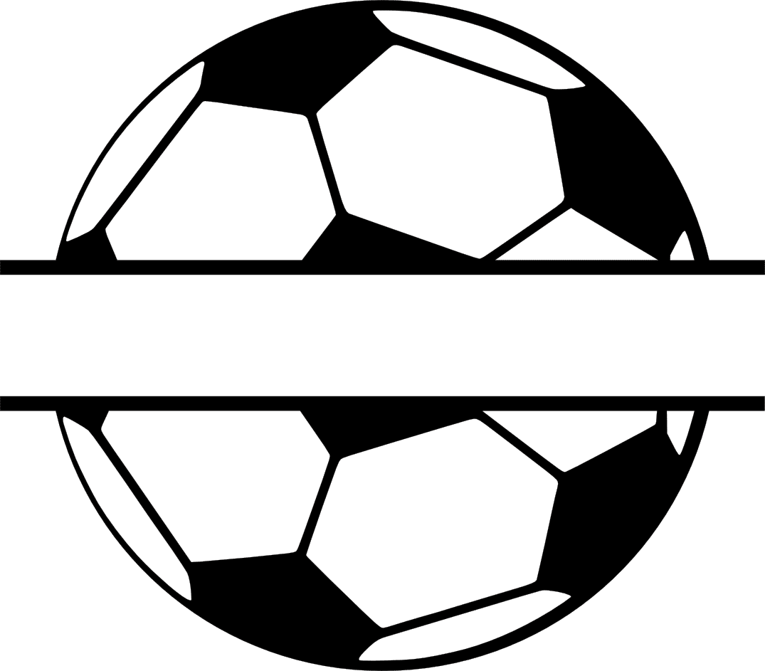 Monogram personal use split soccer ball clipart picture