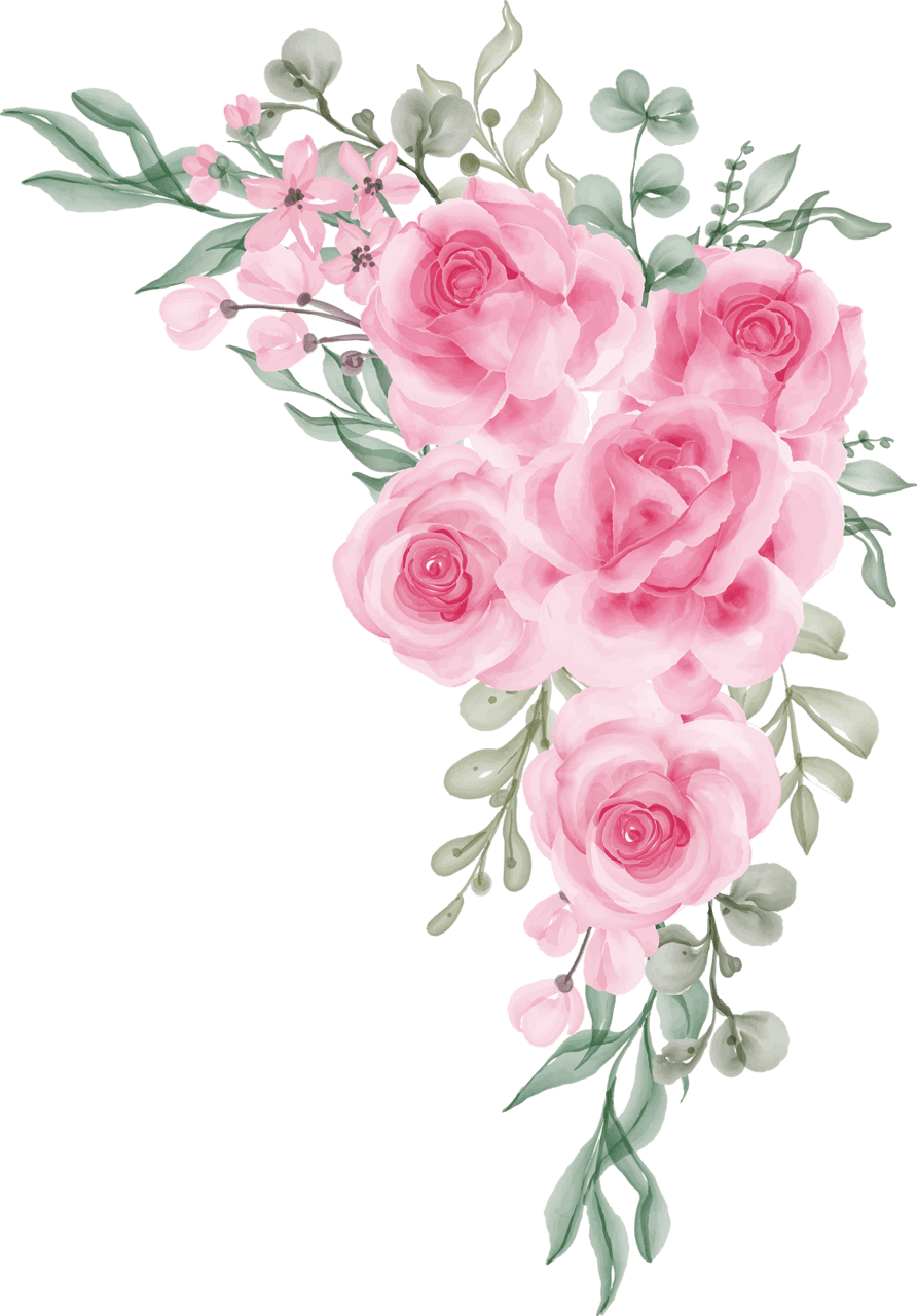 Floral pink rose clipart logo