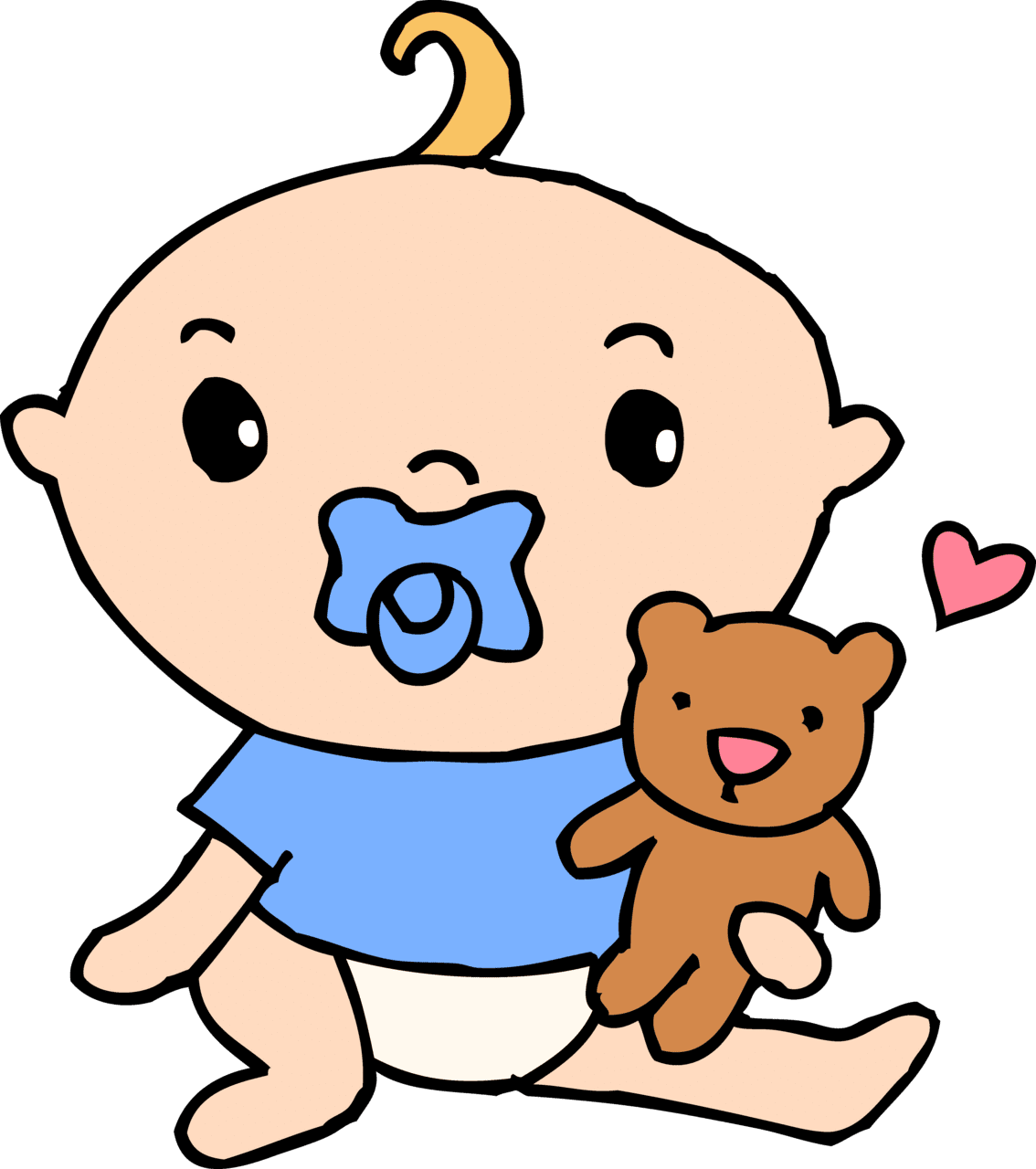 Teddy bear baby with pacifier clipart transparent