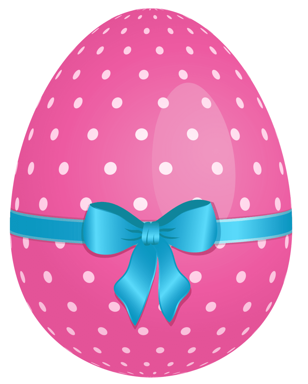 Easter bunny pink dotted egg with blue bow clipart clip art