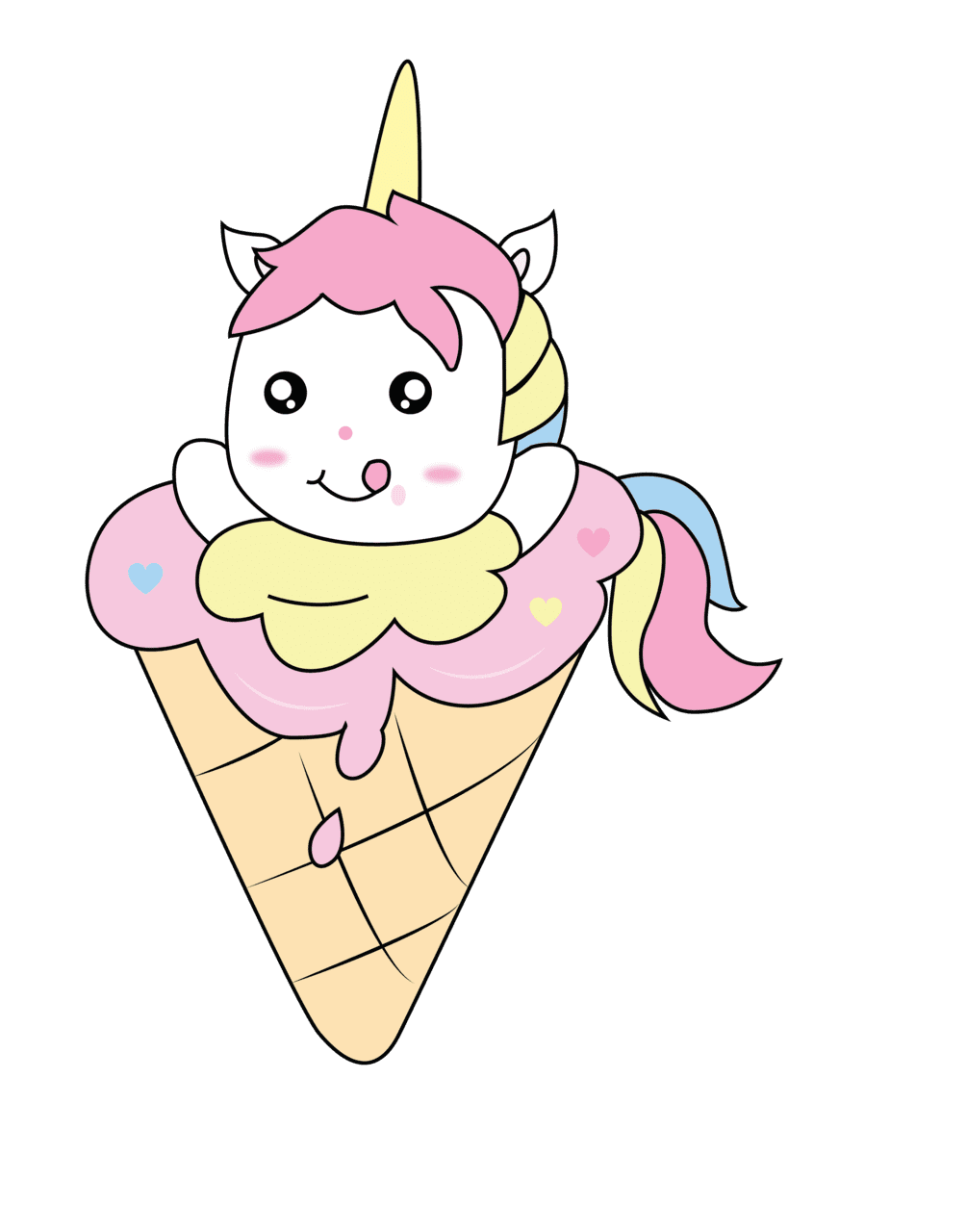 Unicorn with icecream clipart image