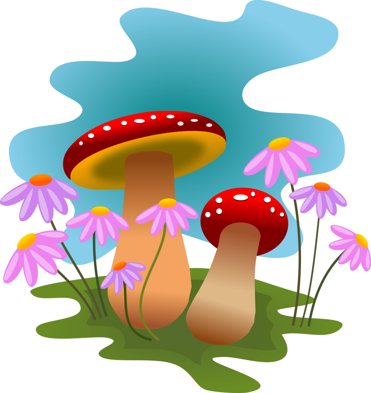 Mushroom and flowers clipart gr ficos vectoriales gratis im genes vector