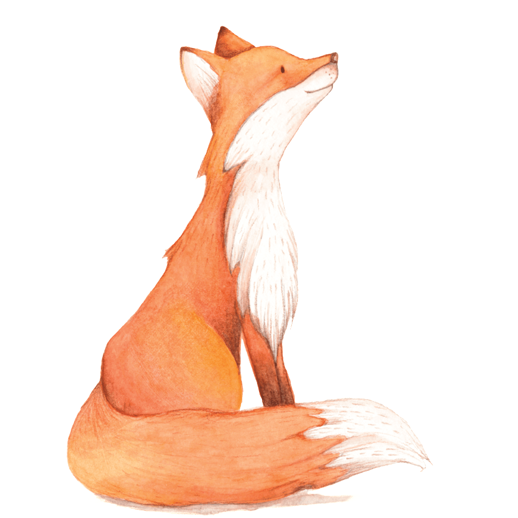 Magical fox watercolor peaceful wanderer clipart image