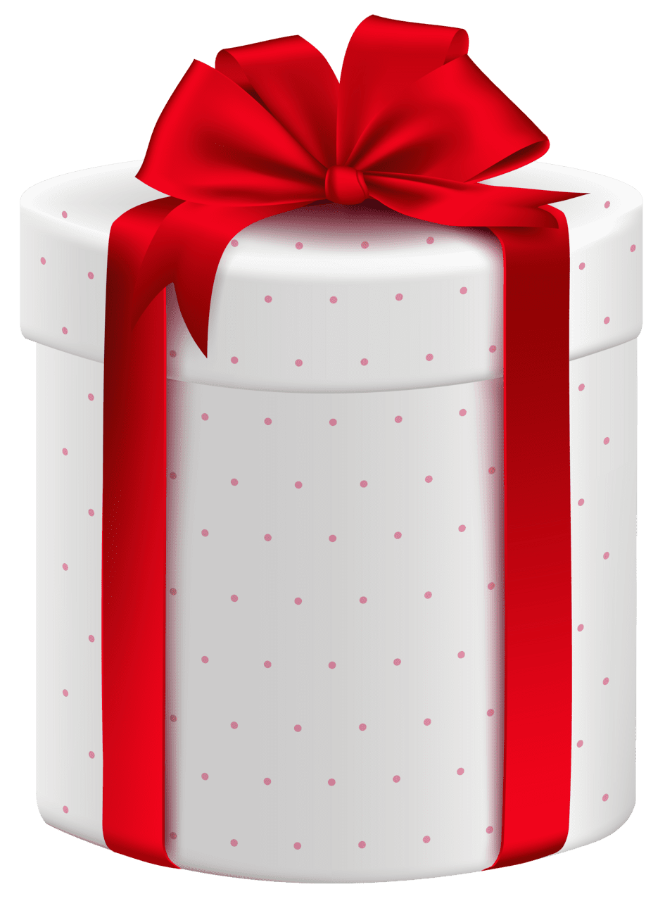 Gift white box with red bow clipart image