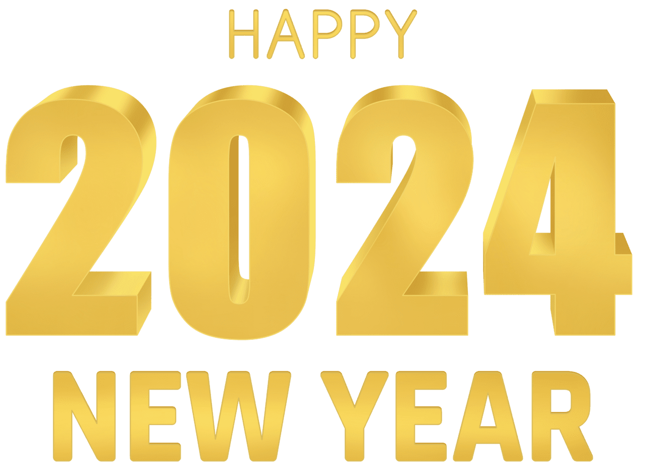 Happy new year 2024 gold clipart high quality images and