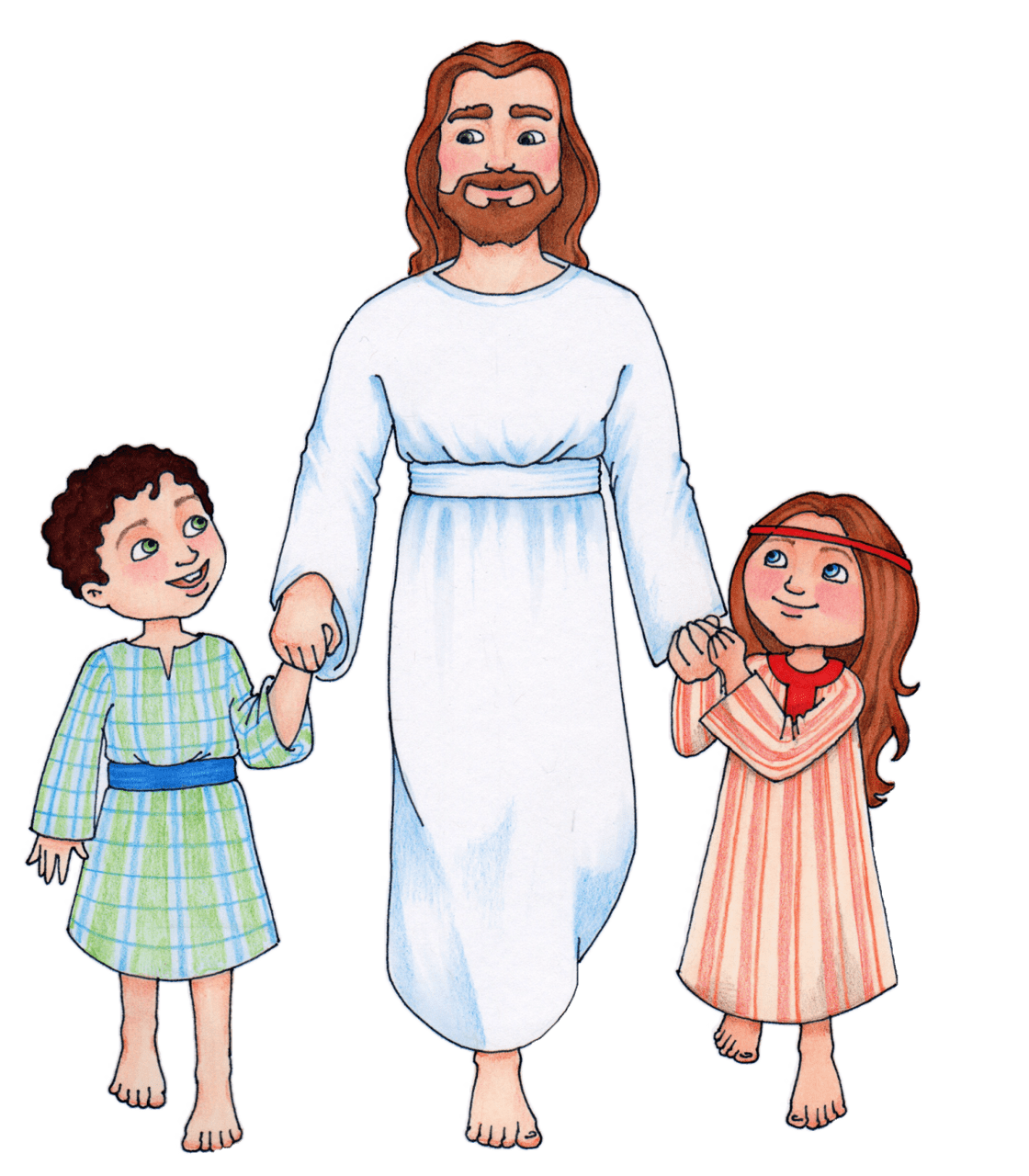 Christ with children clipart logo