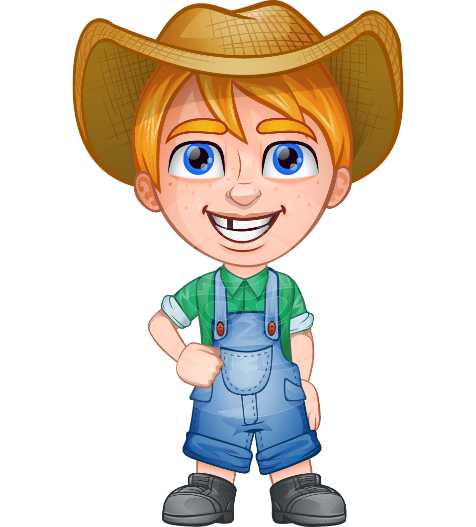 Cowboy hat little farm kid cartoon vector character graphicmama clipart