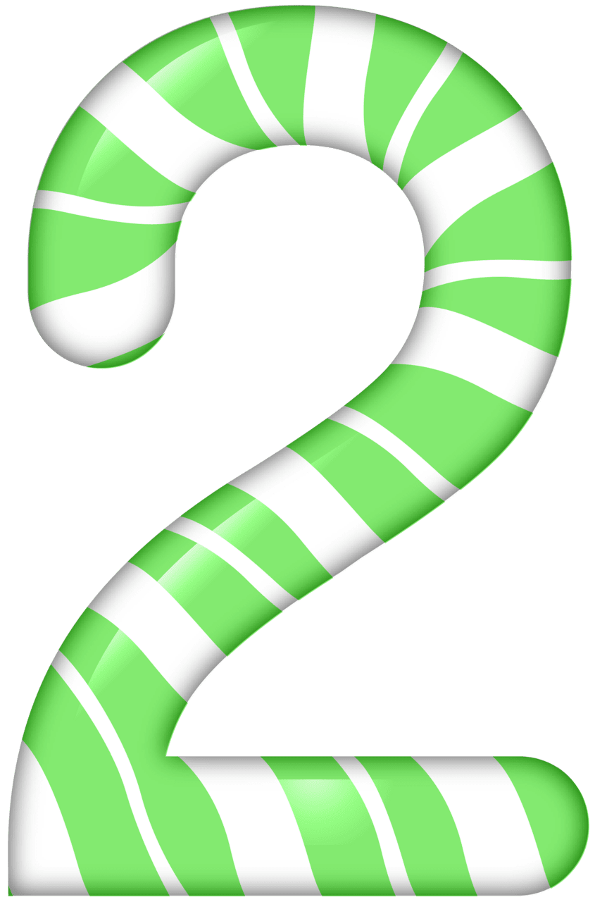 Candy cane number two style clipart image