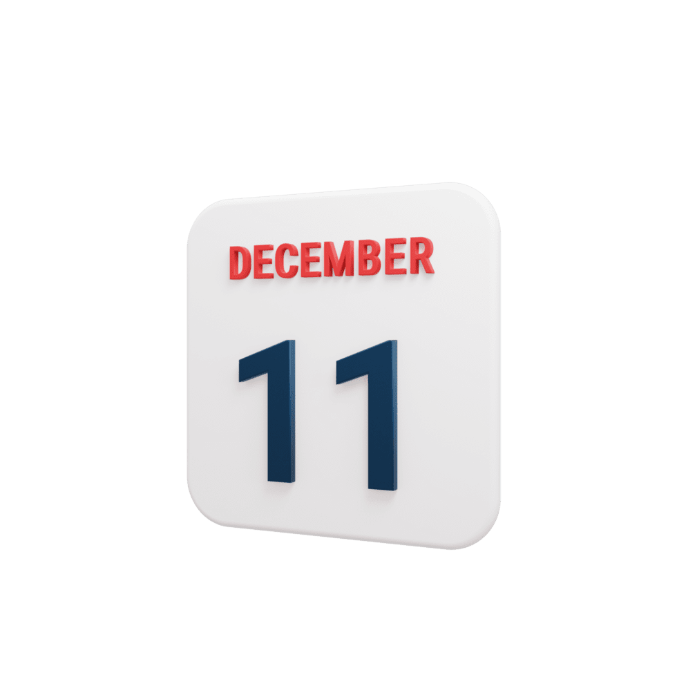 December realistic calendar rendered date clipart background