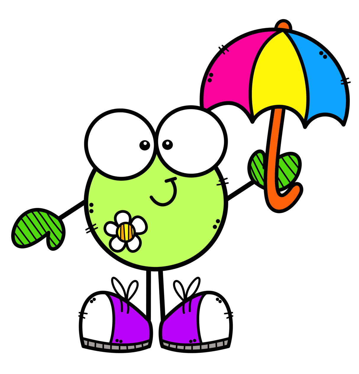 Cartoon character holding umbrella portfolio cover clipart photo