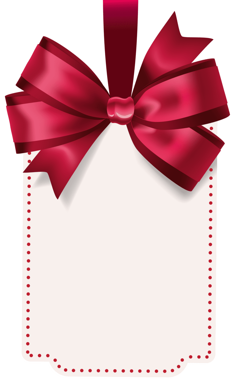 Label with red bow template clipart image