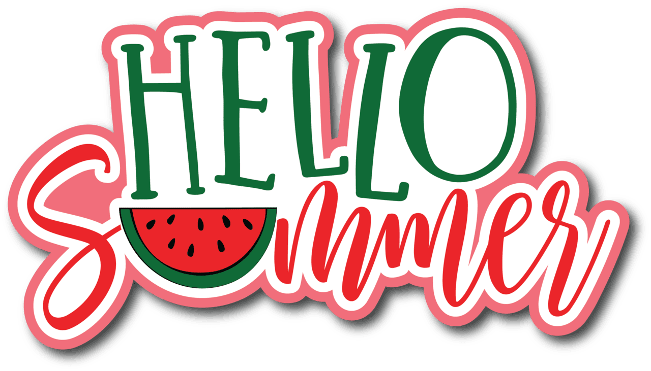 Watermelon hello summer scrapbook page title sticker clipart logo