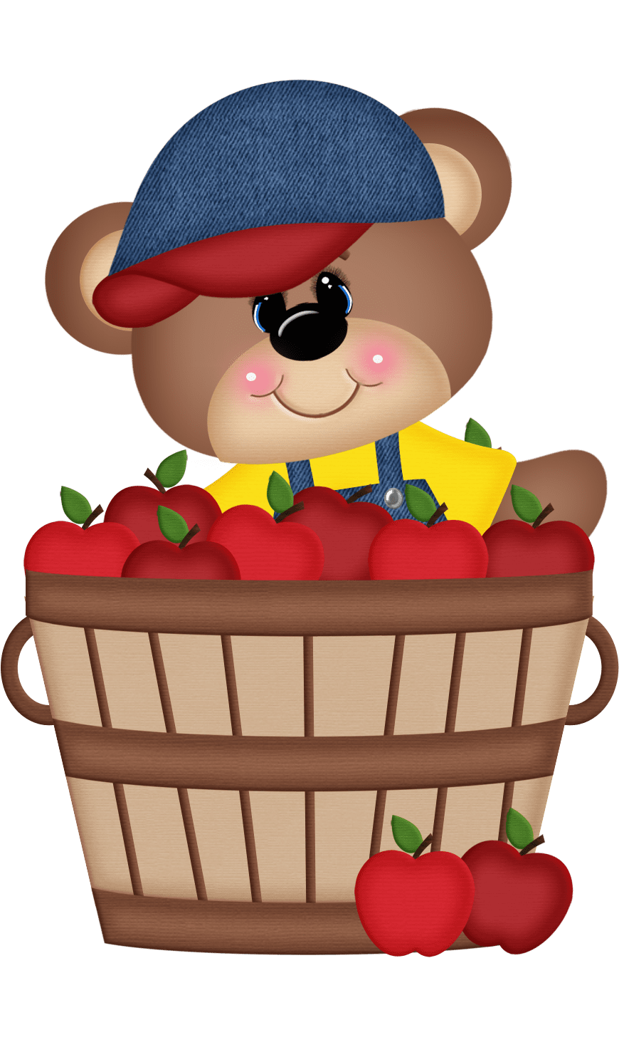 Bushel of apples bear teddy images cute art clipart