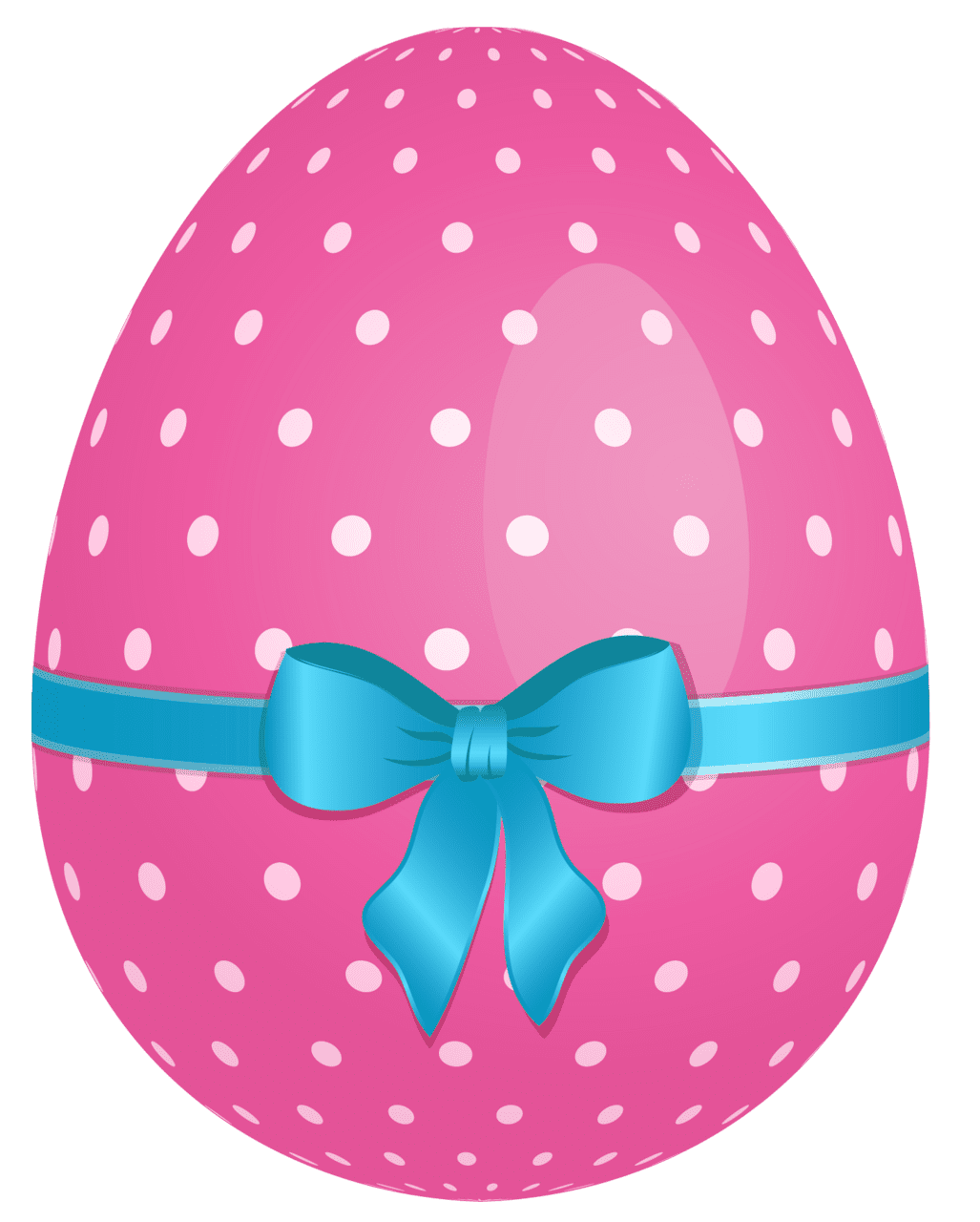 Pink dotted easter egg with blue bow clipart photo