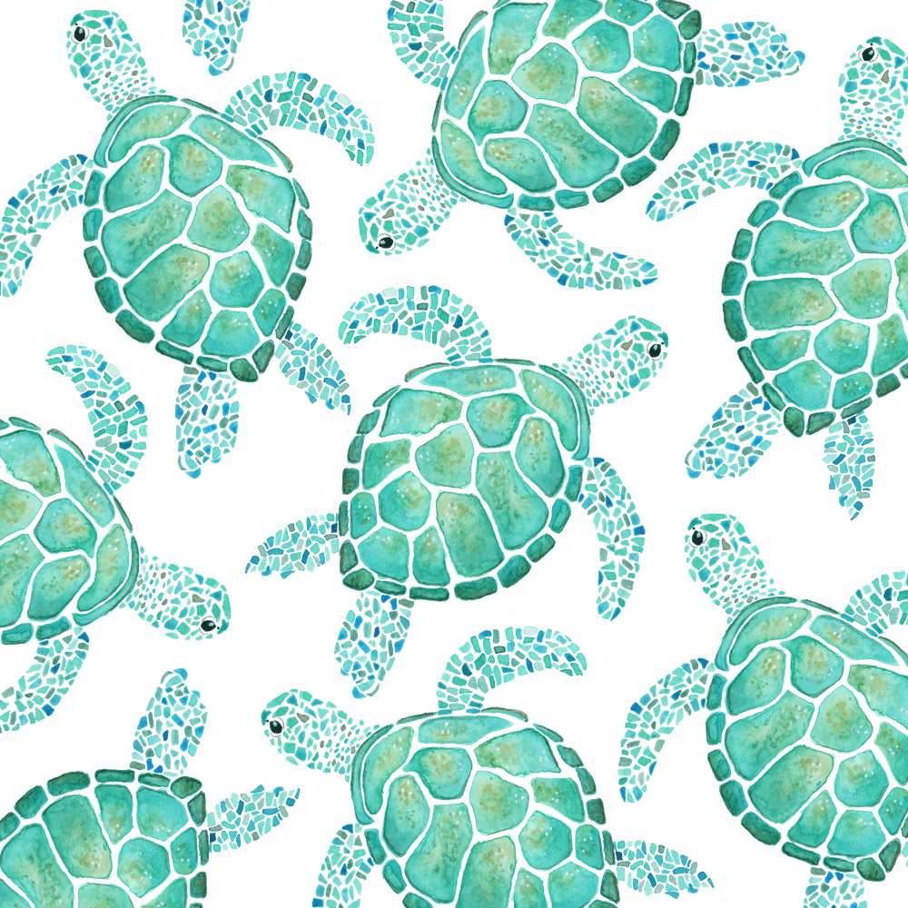 Sea turtle pattern blue mini art print by ellen shaw clipart transparent