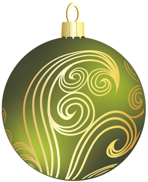 Christmas ornament green and gold ball clipart background