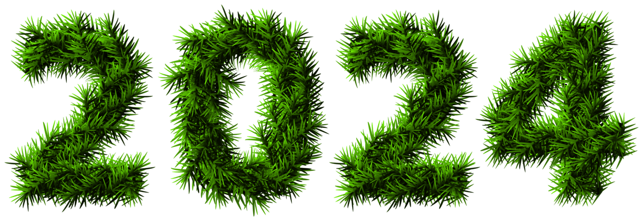 Happy new year 2024 pine tree style clipart high quality images and