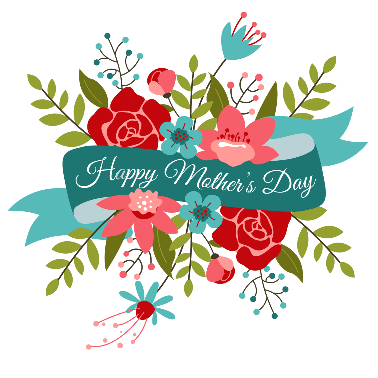 Happy holidays mothers day bouquet stic clipart logo