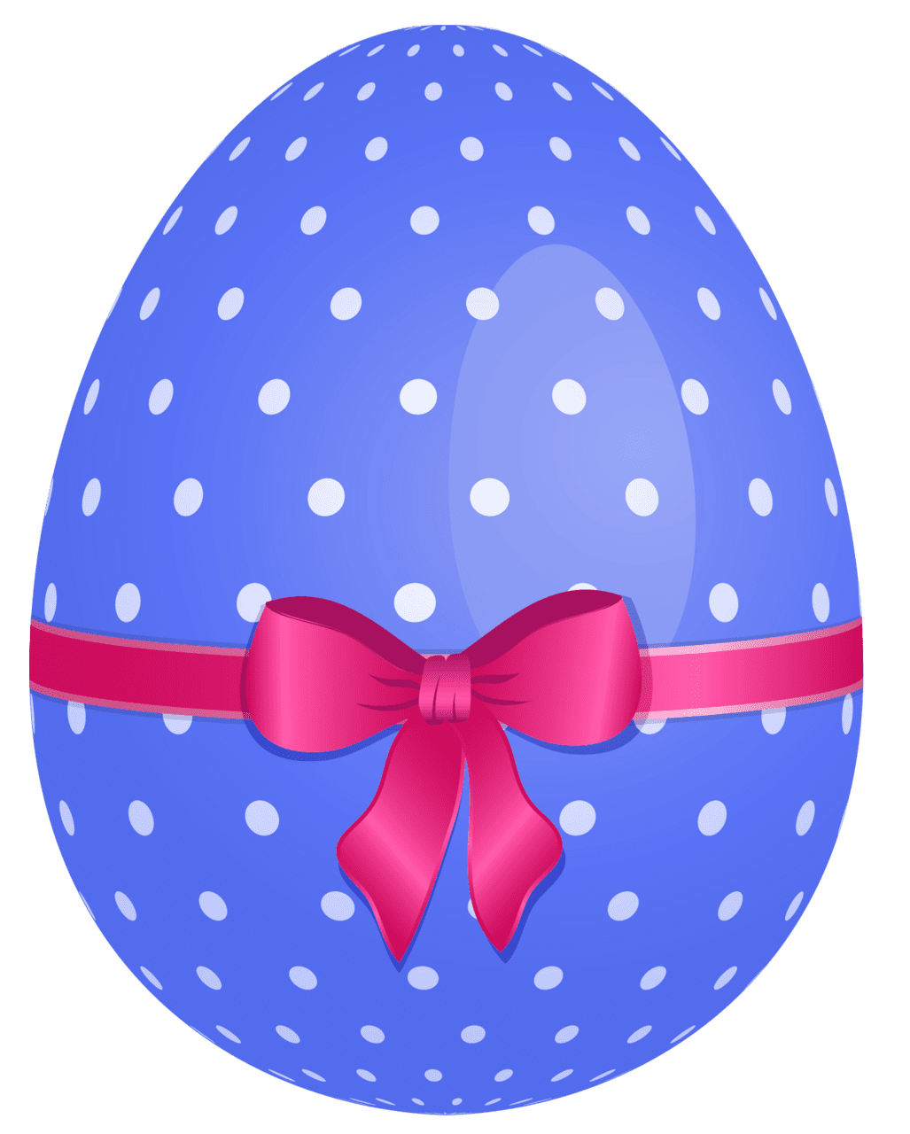 Blue dotted easter egg with pink bow clipart clip art