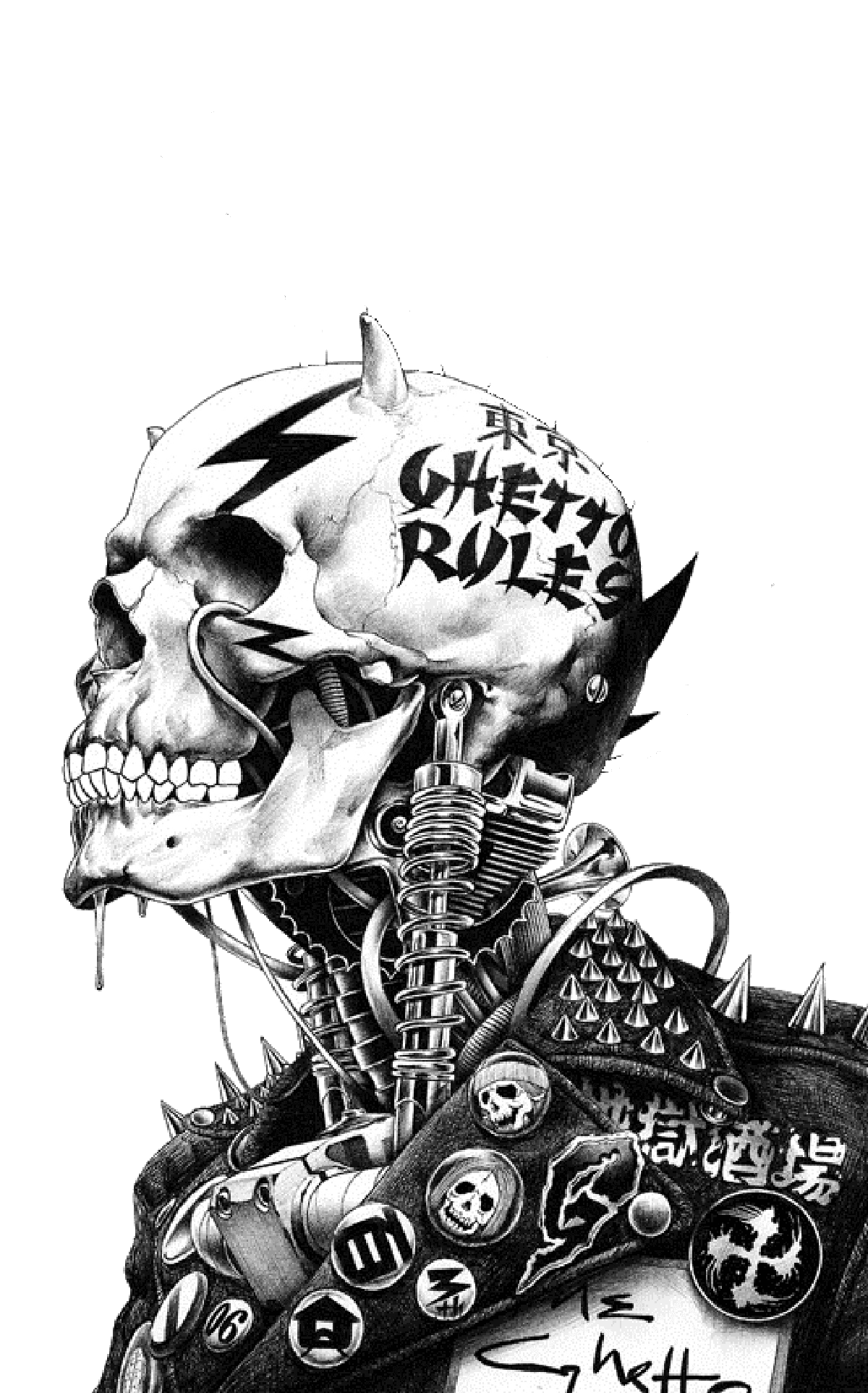 Skull punk rock grunge opensea clipart transparent