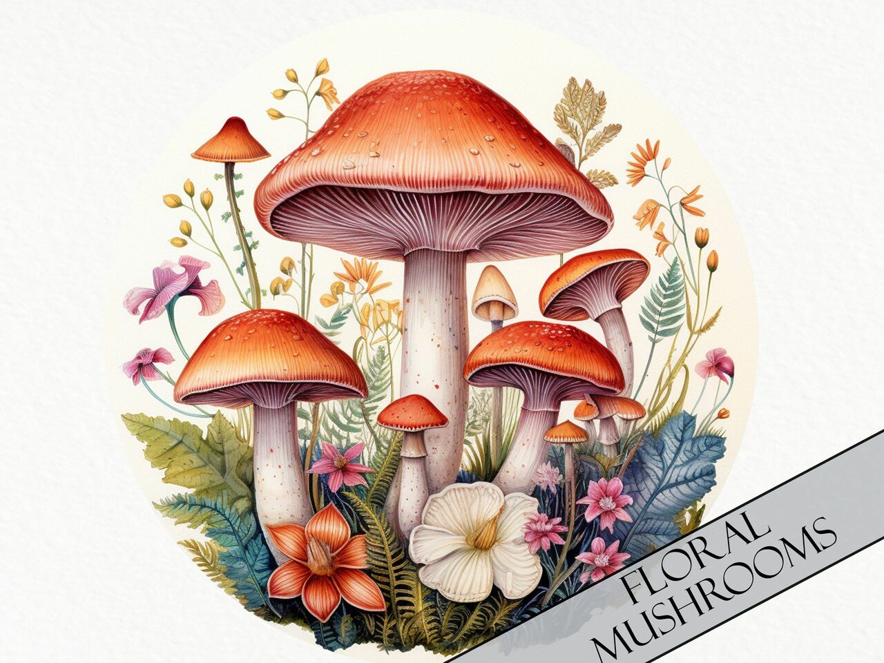 Watercolor nature sublimation floral mushroom logo flowers etsy digital art poster posters prints clipart