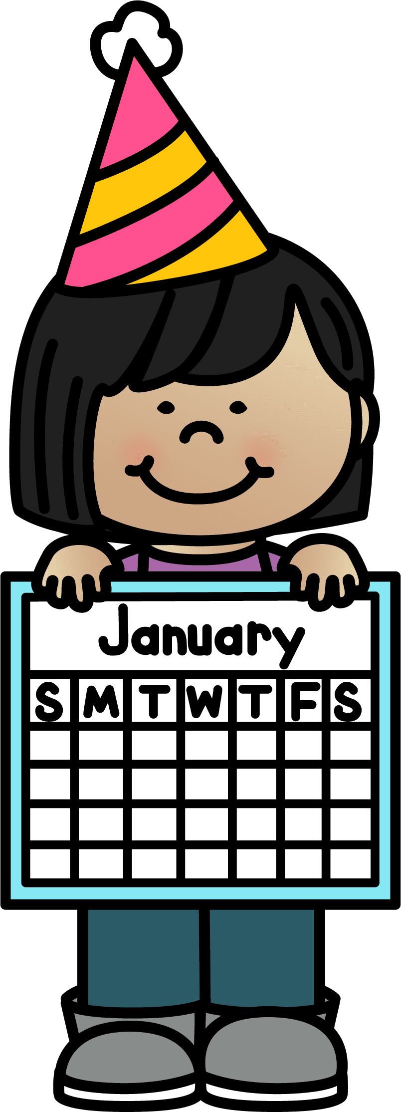 January school calendar clipart vector