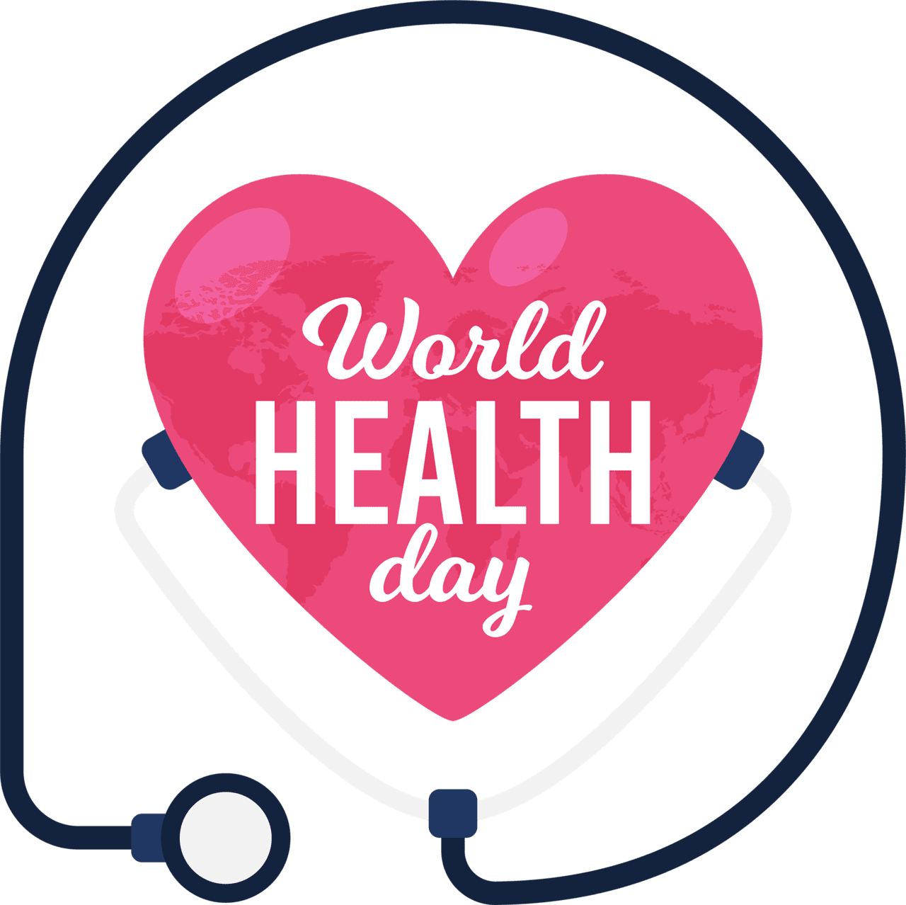 World health day heart surrounded by stethoscope image clipart