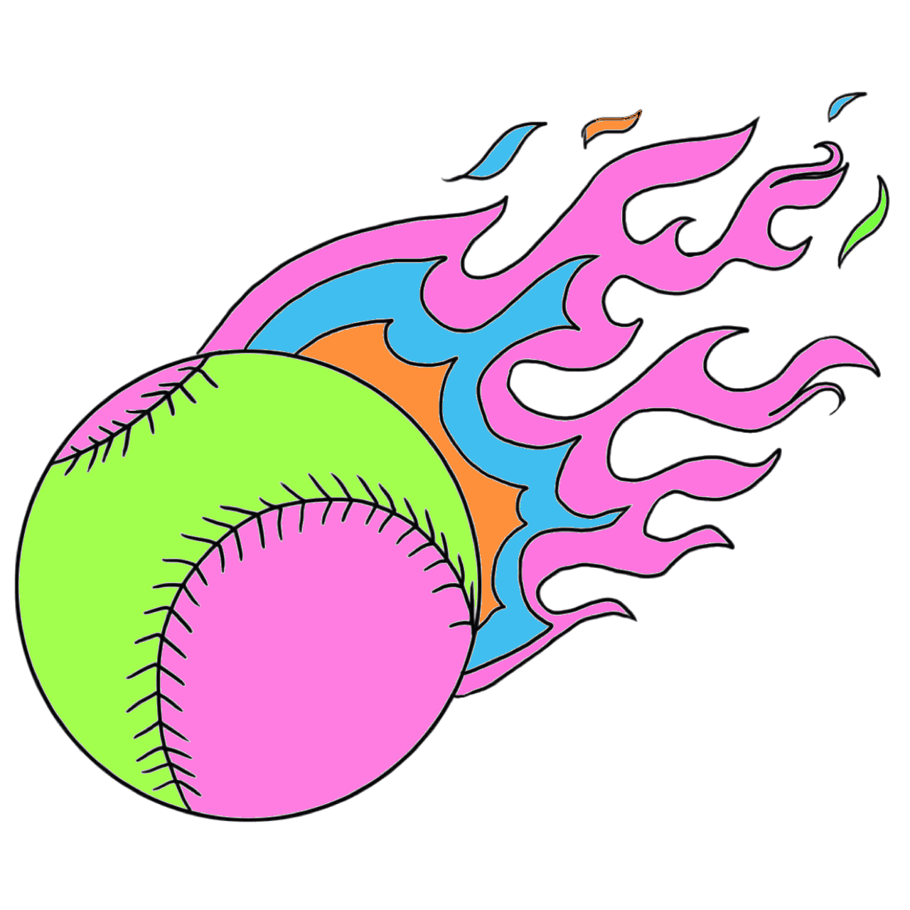 Bright flaming softball fire dragons clipart background