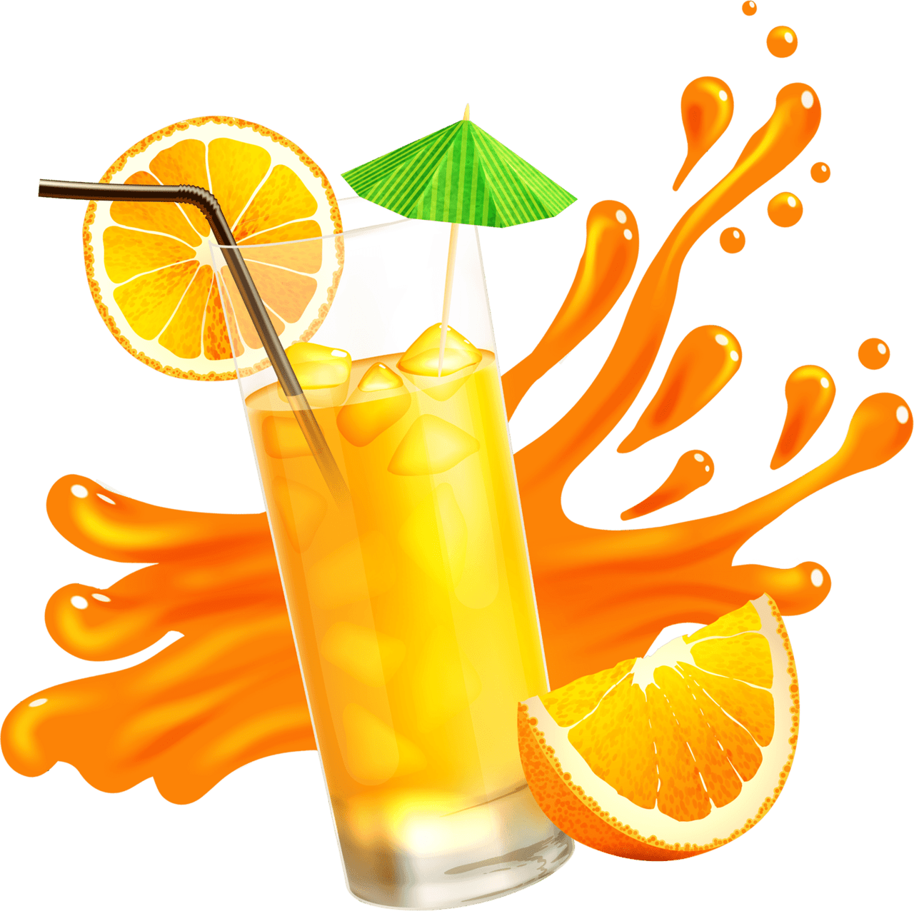 Lemon orange cocktail juice abstract clipart logo