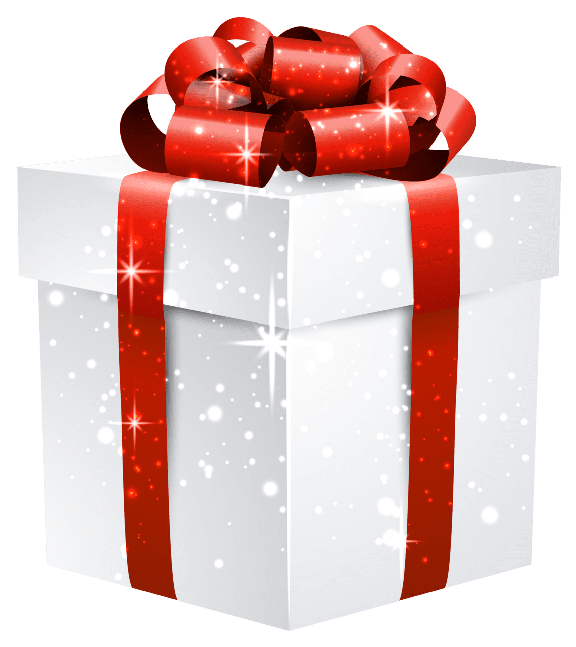 Gift white shining box with red bow clipart image