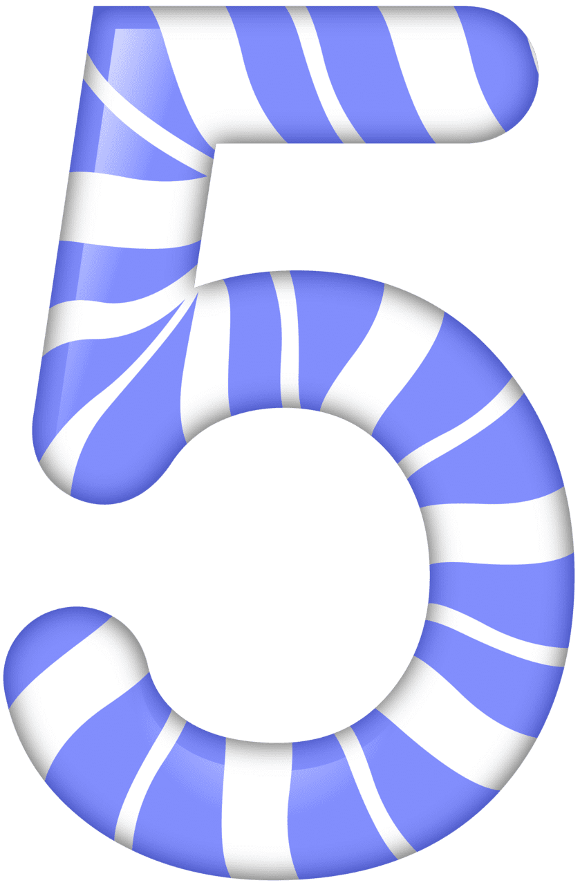 Candy cane number five style clipart image