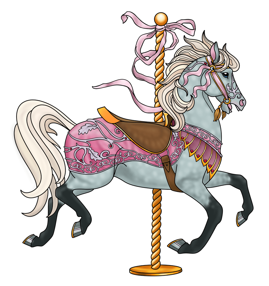 Carousel horse art print by hareguizer clipart background