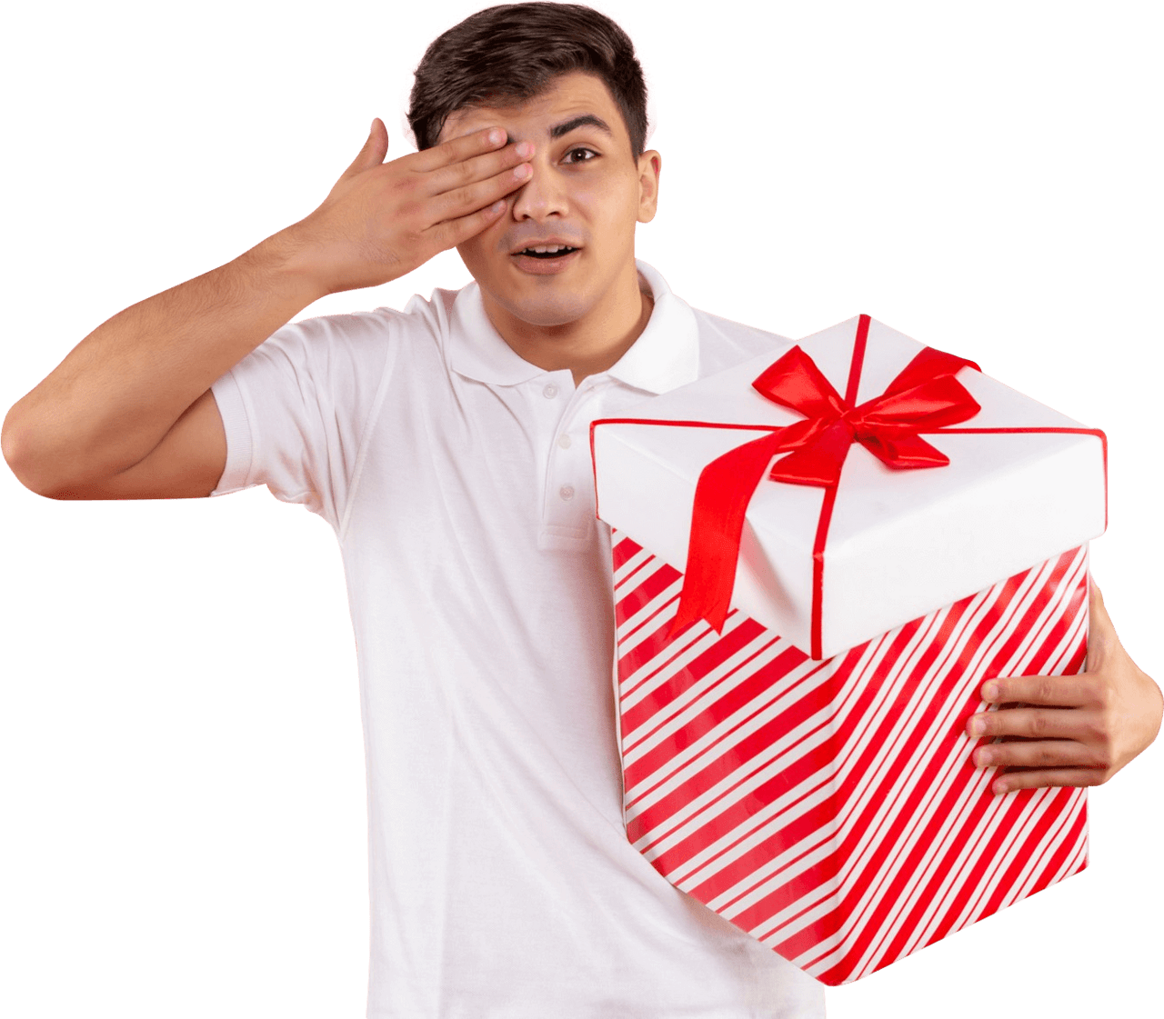 Gift big box christmas present man clipart picture
