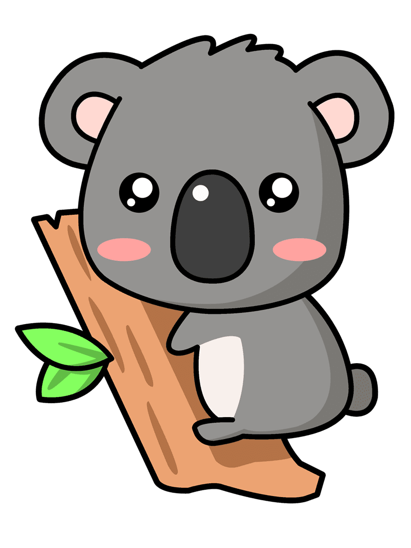 Animal baby koala cartoon black and white clipart vector