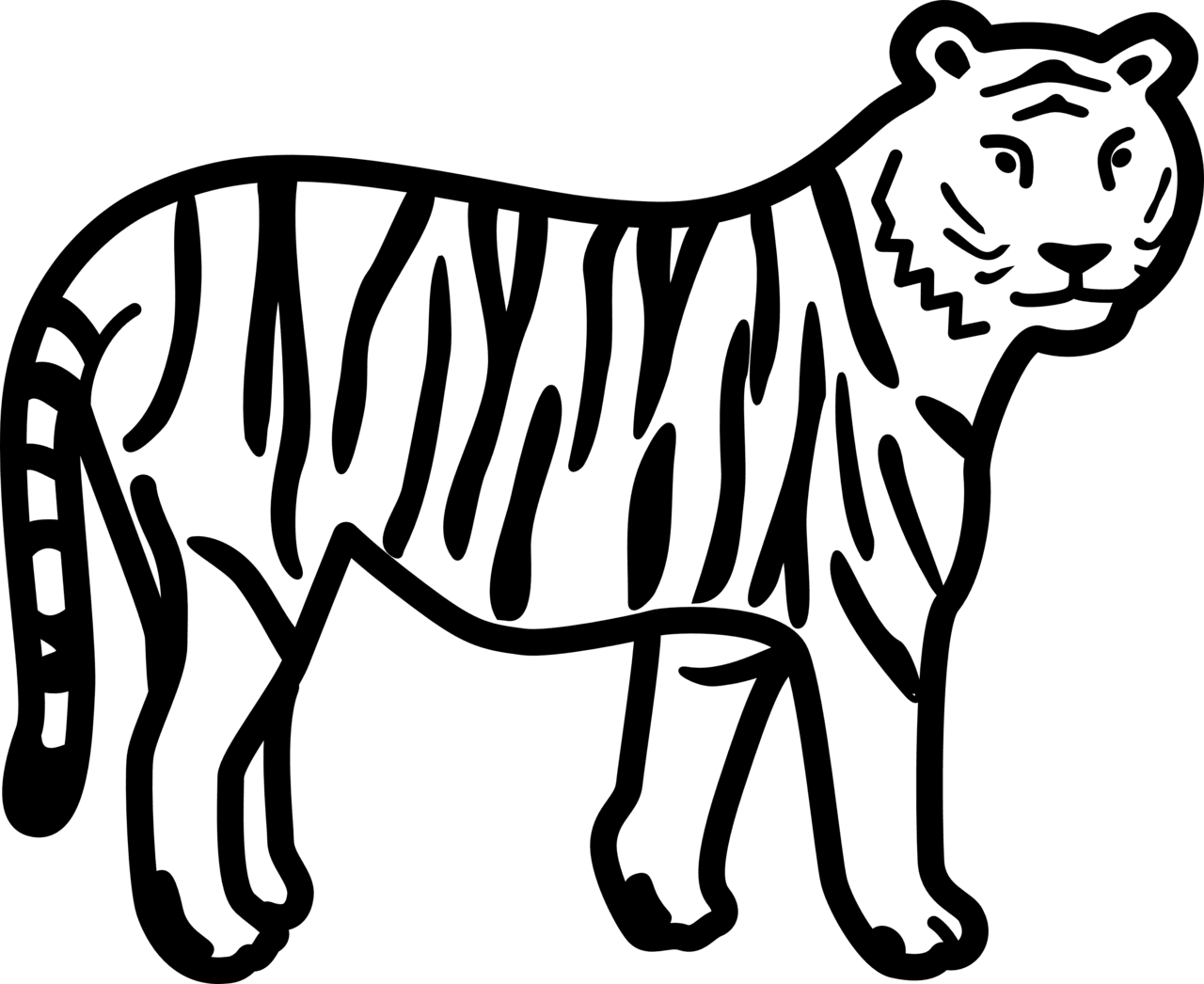 Simple easy tiger drawing clipart image