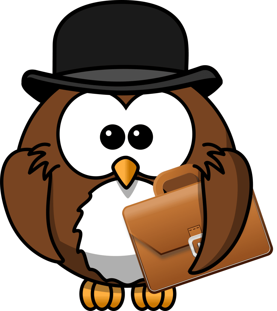 Owl with hat and briefcase clipart background