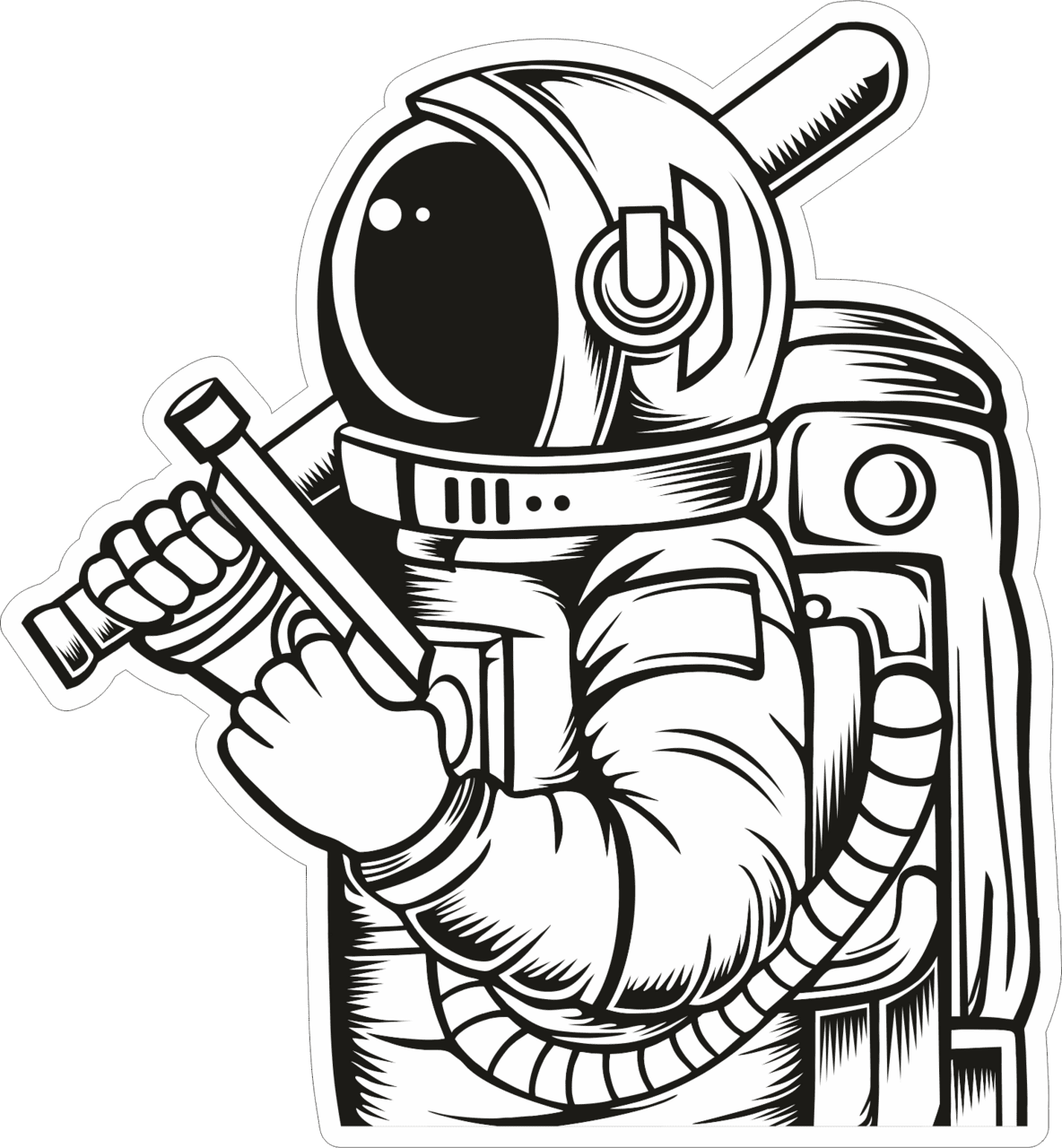 Astronaut with gun sticker clipart logo