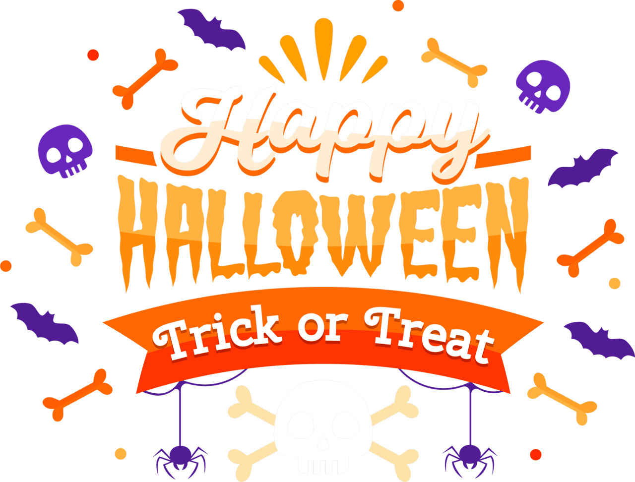 Happy halloween trick or treat clipart transparent