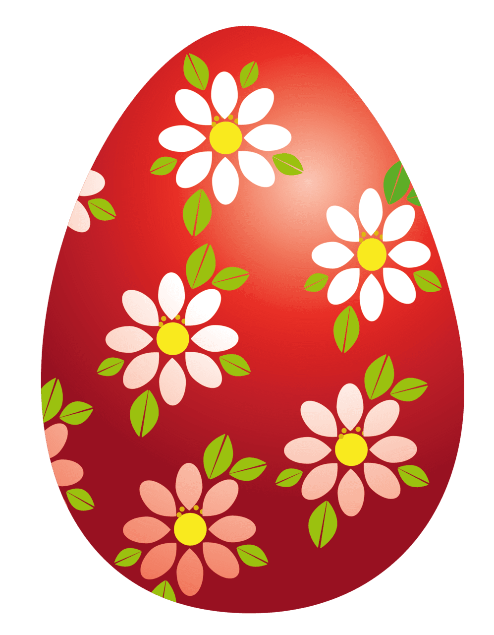 Easter egg red with flowers clipart picture