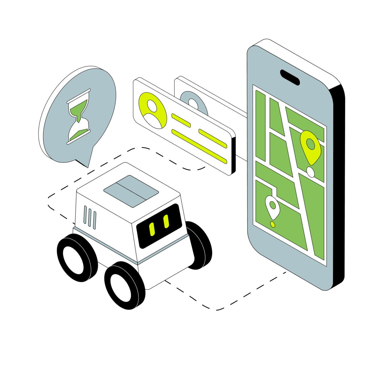 Phone contactless delivery by robot clipart clip art