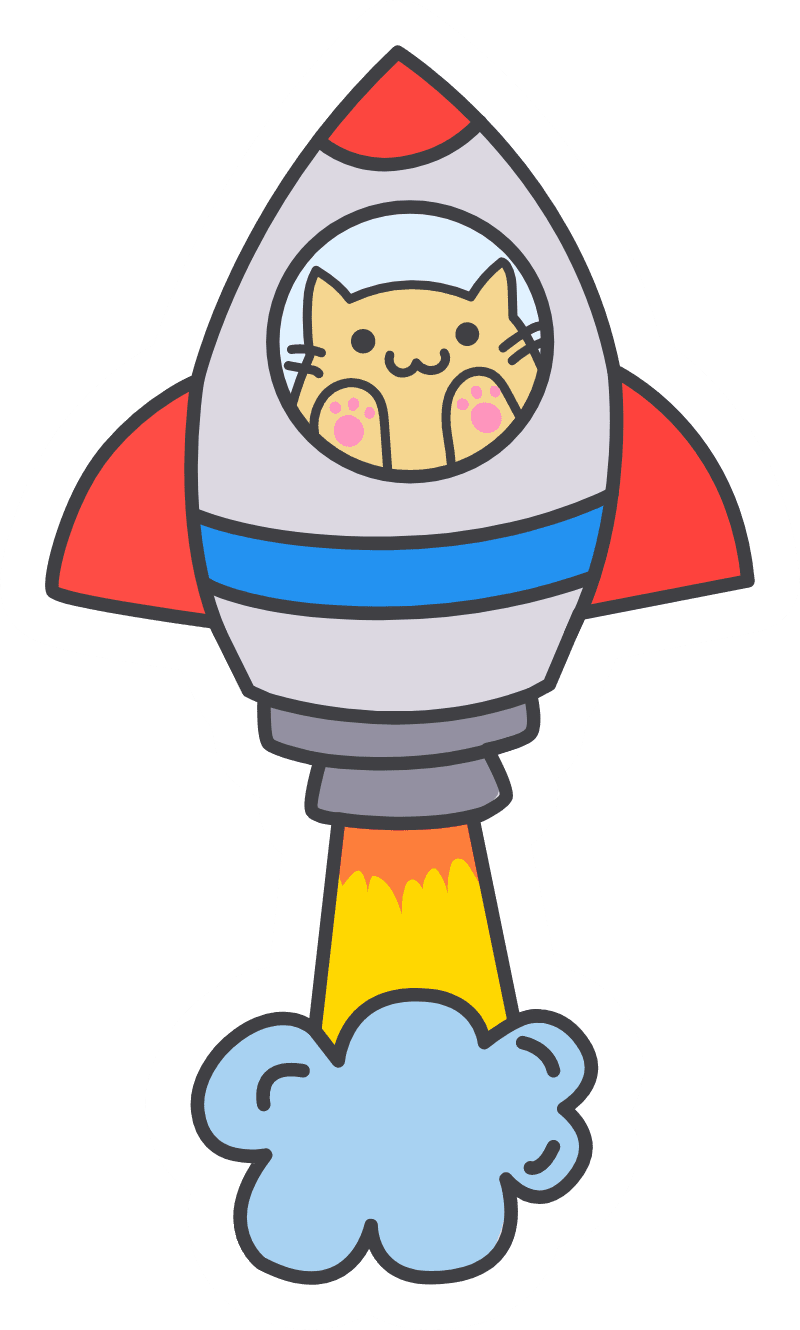 Cute cat the rocket clipart background