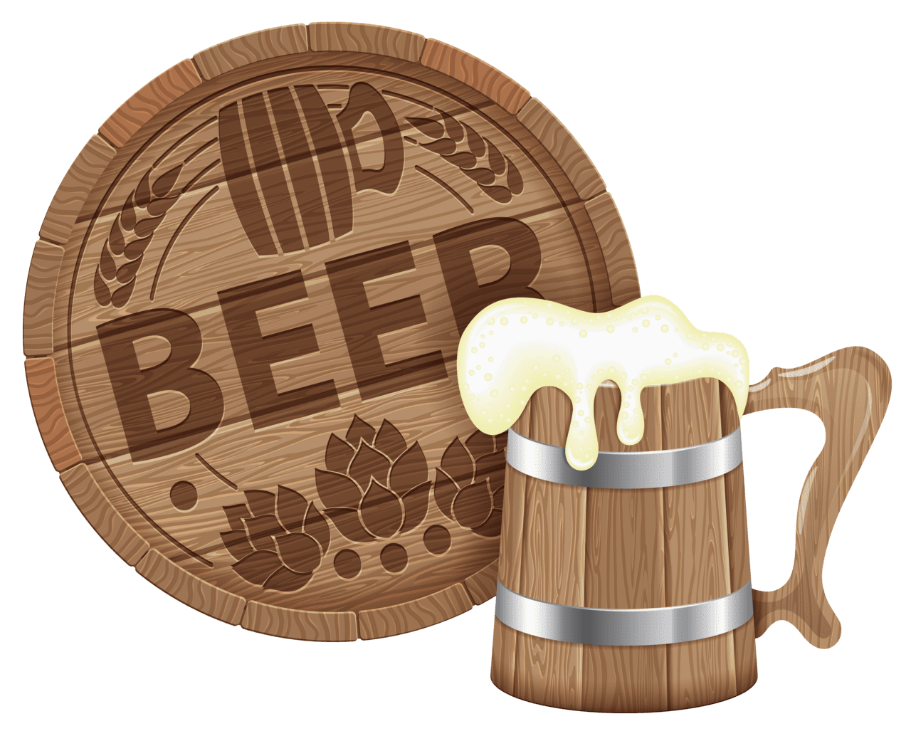 Oktoberfest beer barrel and mug clipart picture