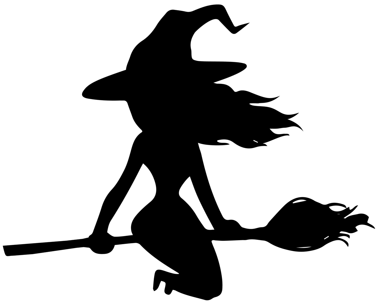 Halloween witch broom silhouette image clipart