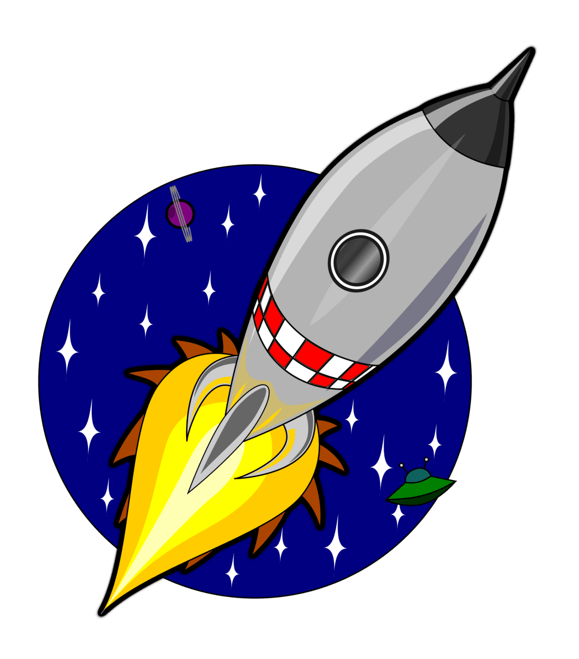 Animation of kliponius cartoon rocket using javascript clipart picture