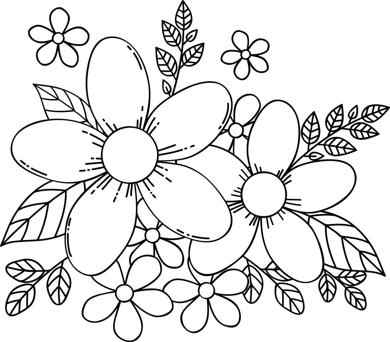 Flowers black and white hand drawn flower clipart clip art