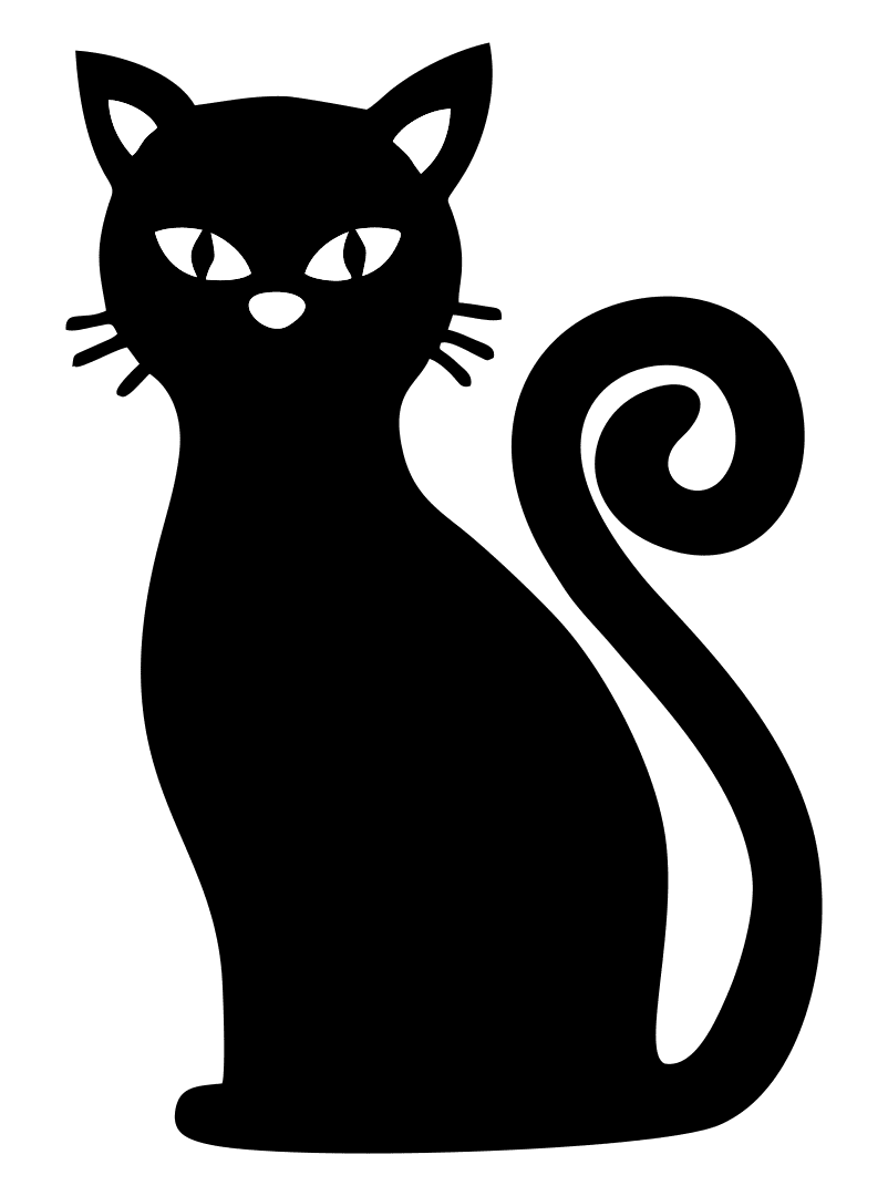 Black cat halloween stencils printables printablee clipart transparent