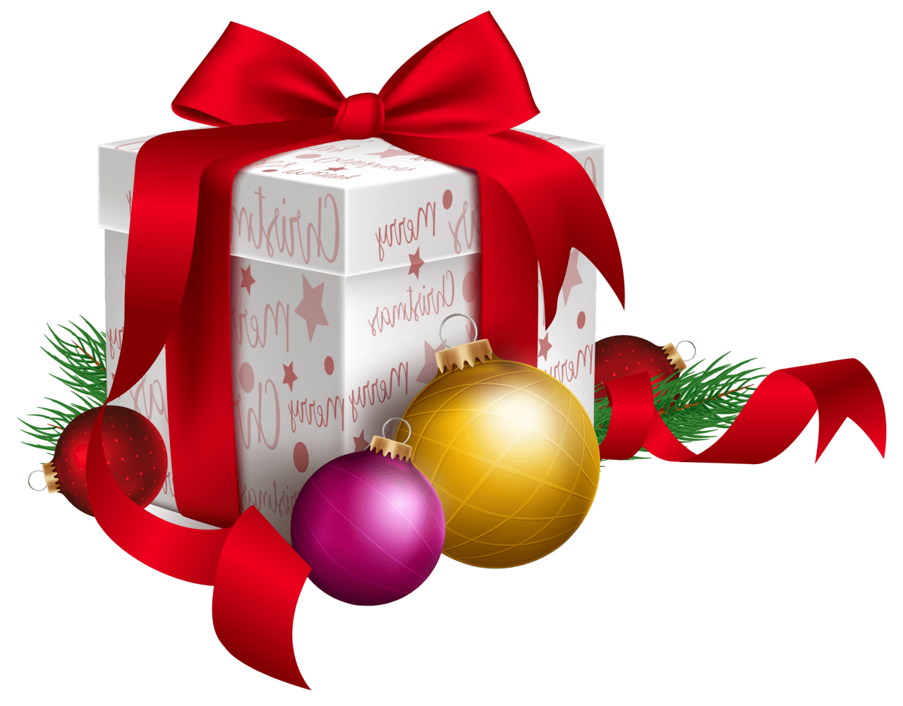 Christmas present and ornaments clipart image